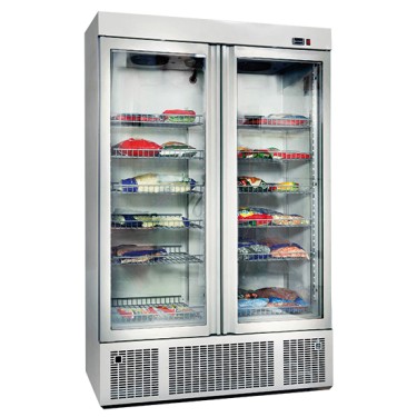 Congelatore da 1300 litri con 2 portas a vetro e 12 ripiani, -2°/-18°C